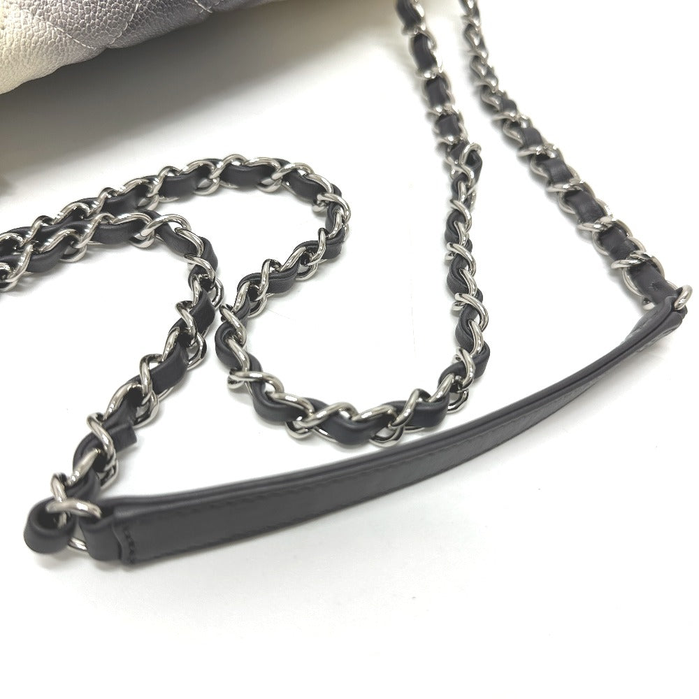 CHANEL CC Coco Mark Matelasse Quilted Chain Bag with Double Chain, Shoulder Bag, Caviar Leather, Women's, White