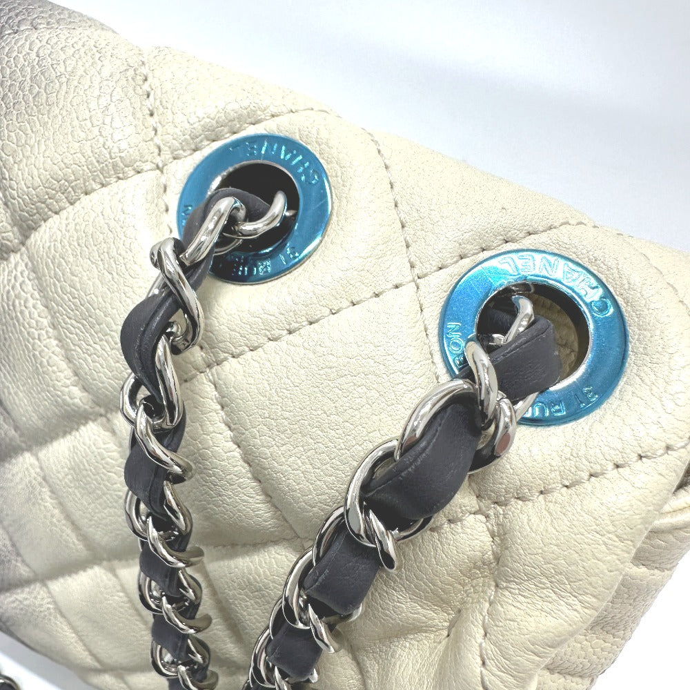 CHANEL CC Coco Mark Matelasse Quilted Chain Bag with Double Chain, Shoulder Bag, Caviar Leather, Women's, White
