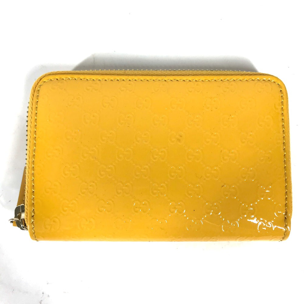 GUCCI 255452 Shima Line Micro Guccissima Wallet, Coin Purse, Compact Wallet, Card Case, Coin Case, Enamel, Women's, Yellow