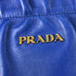 PRADA ロゴ 斜め掛け リボン 2WAY ショルダーバッグ カバン トートバッグ ハンドバッグ レザー レディース ブルー