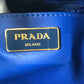 PRADA ロゴ 斜め掛け リボン 2WAY ショルダーバッグ カバン トートバッグ ハンドバッグ レザー レディース ブルー