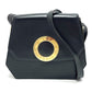 CELINE Logo Accordion Shoulder Bag in Black Leather
