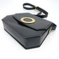 CELINE Logo Accordion Shoulder Bag in Black Leather