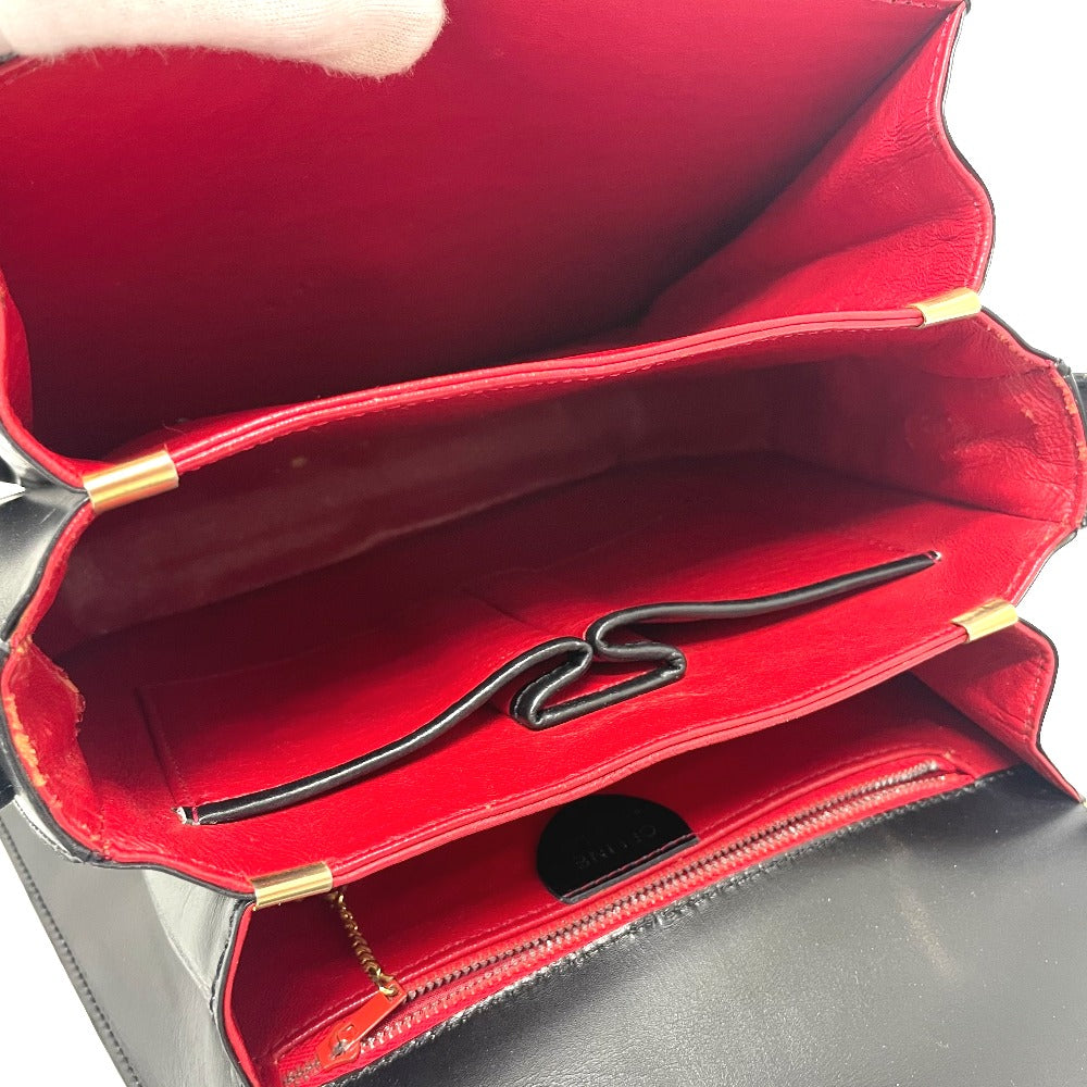 CELINE Logo Accordion Shoulder Bag in Black Leather