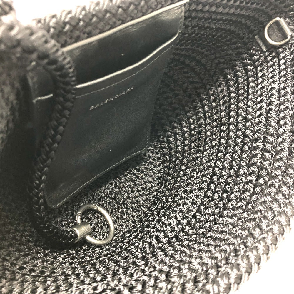 BALENCIAGA 695612 ロゴ イビザ カゴバッグ Ibiza スモール ストラップ付きバスケット ブラック コード カバン トートバッグ サマーバッグ ハンドバッグ ナイロン レディース ブラック