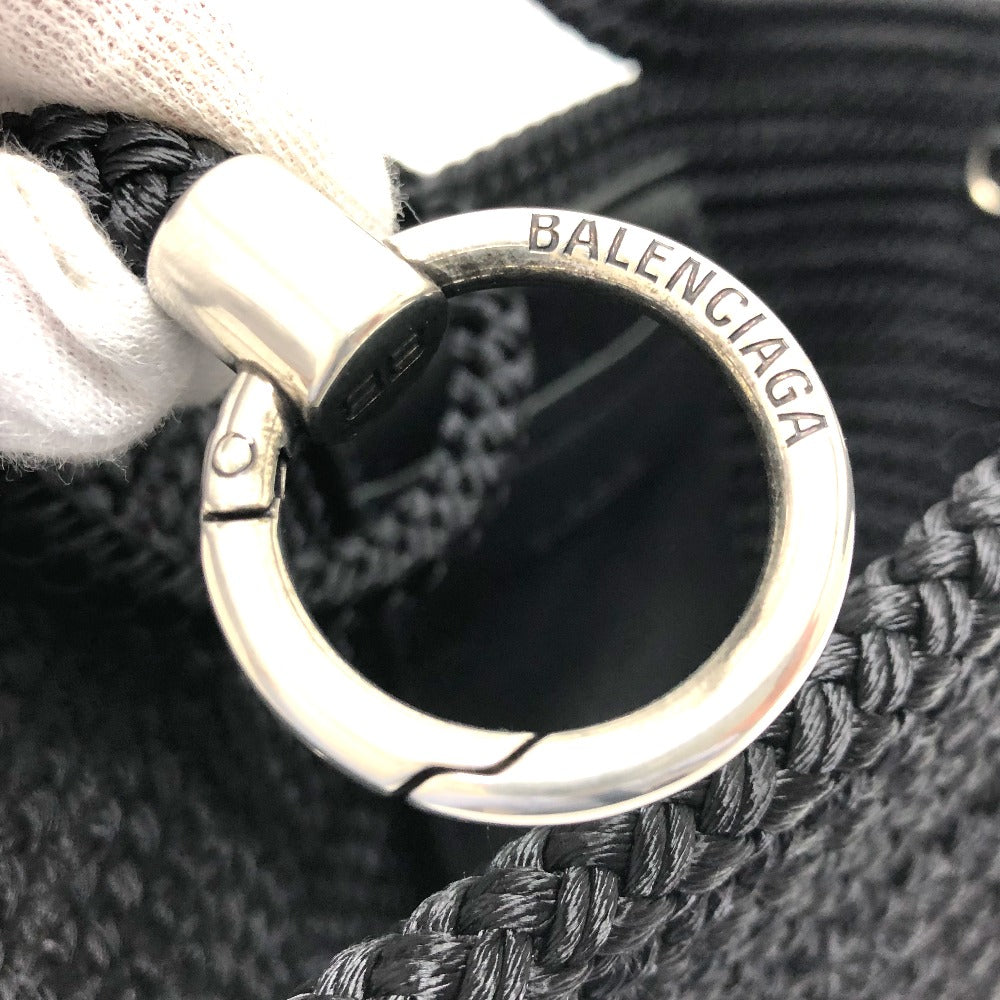 BALENCIAGA 695612 ロゴ イビザ カゴバッグ Ibiza スモール ストラップ付きバスケット ブラック コード カバン トートバッグ サマーバッグ ハンドバッグ ナイロン レディース ブラック