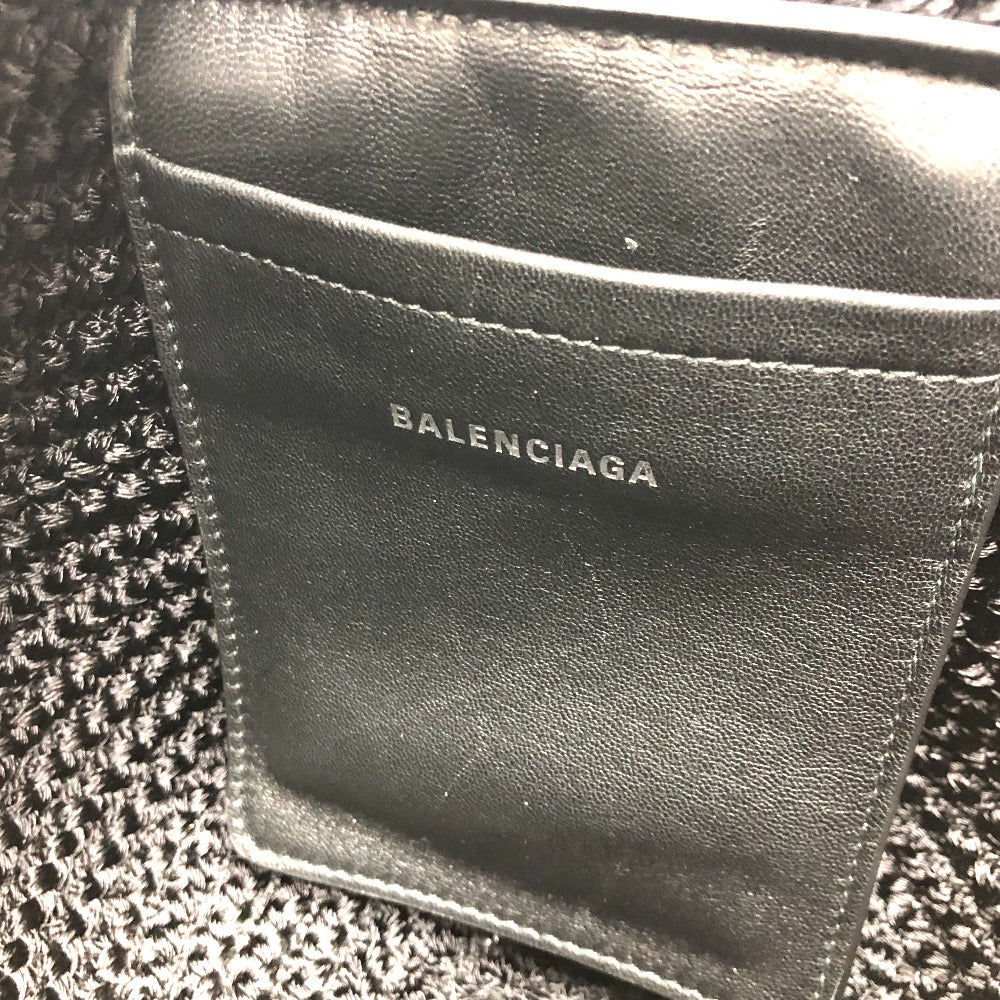 BALENCIAGA 695612 ロゴ イビザ カゴバッグ Ibiza スモール ストラップ付きバスケット ブラック コード カバン トートバッグ サマーバッグ ハンドバッグ ナイロン レディース ブラック