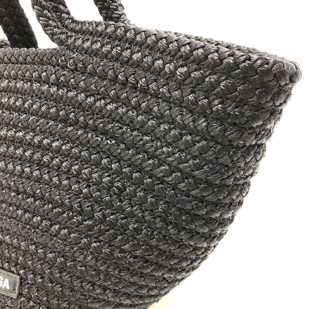BALENCIAGA 695612 ロゴ イビザ カゴバッグ Ibiza スモール ストラップ付きバスケット ブラック コード カバン トートバッグ サマーバッグ ハンドバッグ ナイロン レディース ブラック