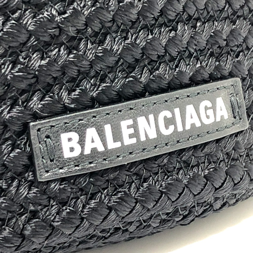 BALENCIAGA 695612 ロゴ イビザ カゴバッグ Ibiza スモール ストラップ付きバスケット ブラック コード カバン トートバッグ サマーバッグ ハンドバッグ ナイロン レディース ブラック