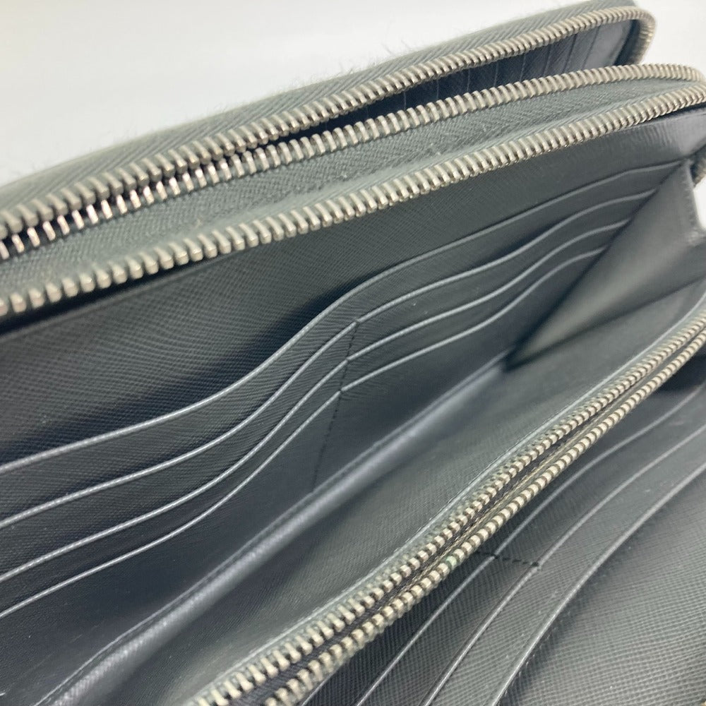 PRADA Organizer Travel Case, Double-Zip Long Wallet, Saffiano Leather, Men's, Gray