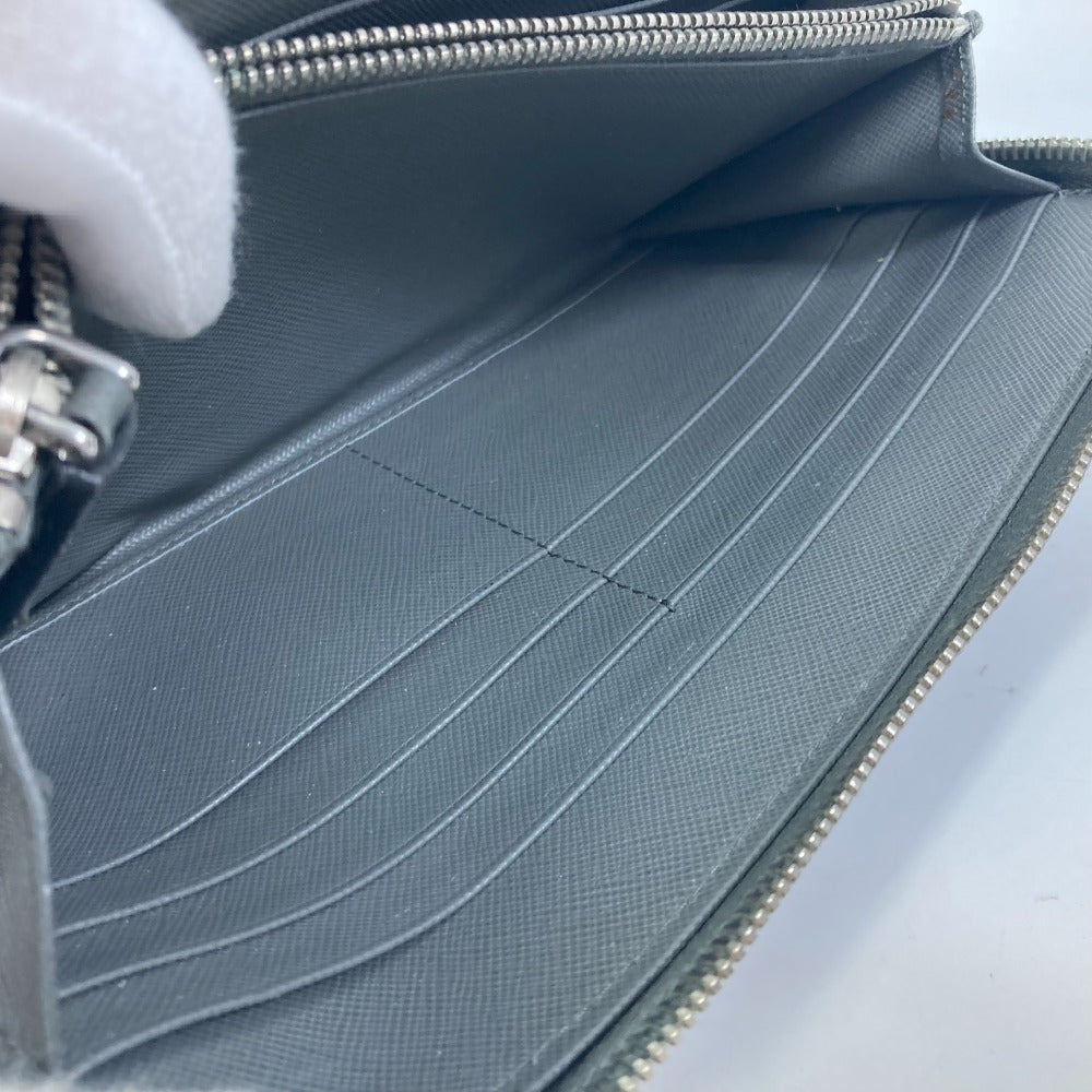 PRADA Organizer Travel Case, Double-Zip Long Wallet, Saffiano Leather, Men's, Gray