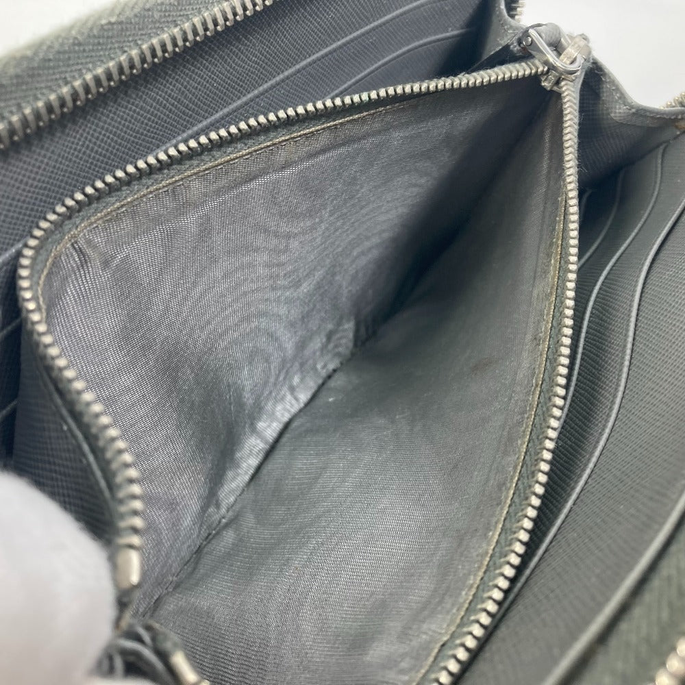 PRADA Organizer Travel Case, Double-Zip Long Wallet, Saffiano Leather, Men's, Gray
