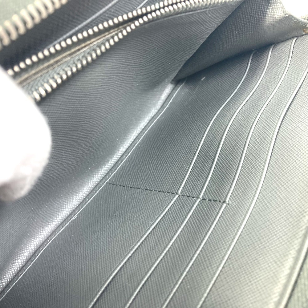 PRADA Organizer Travel Case, Double-Zip Long Wallet, Saffiano Leather, Men's, Gray