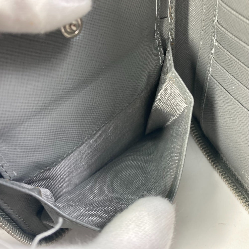 PRADA Organizer Travel Case, Double-Zip Long Wallet, Saffiano Leather, Men's, Gray