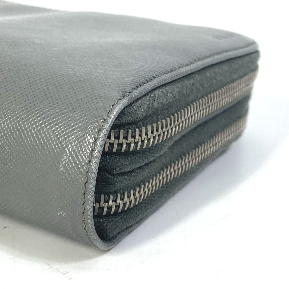 PRADA Organizer Travel Case, Double-Zip Long Wallet, Saffiano Leather, Men's, Gray