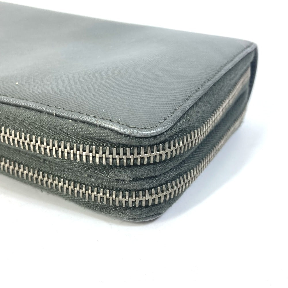 PRADA Organizer Travel Case, Double-Zip Long Wallet, Saffiano Leather, Men's, Gray