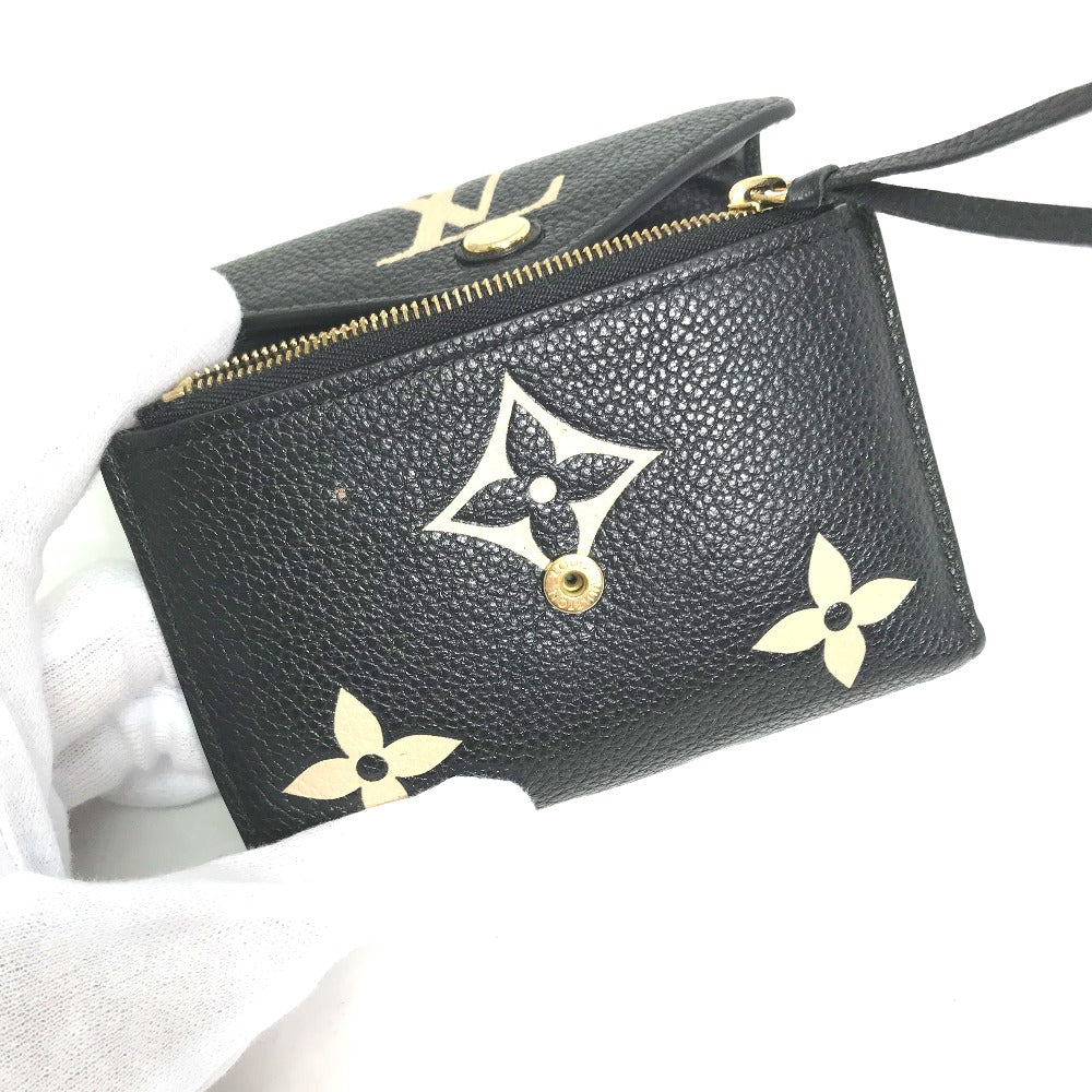 LOUIS VUITTON M80968 Monogram Empreinte Portefeuille Victorine Compact Wallet, Tri-fold Wallet in Monogram Empreinte Leather, Black, Women's