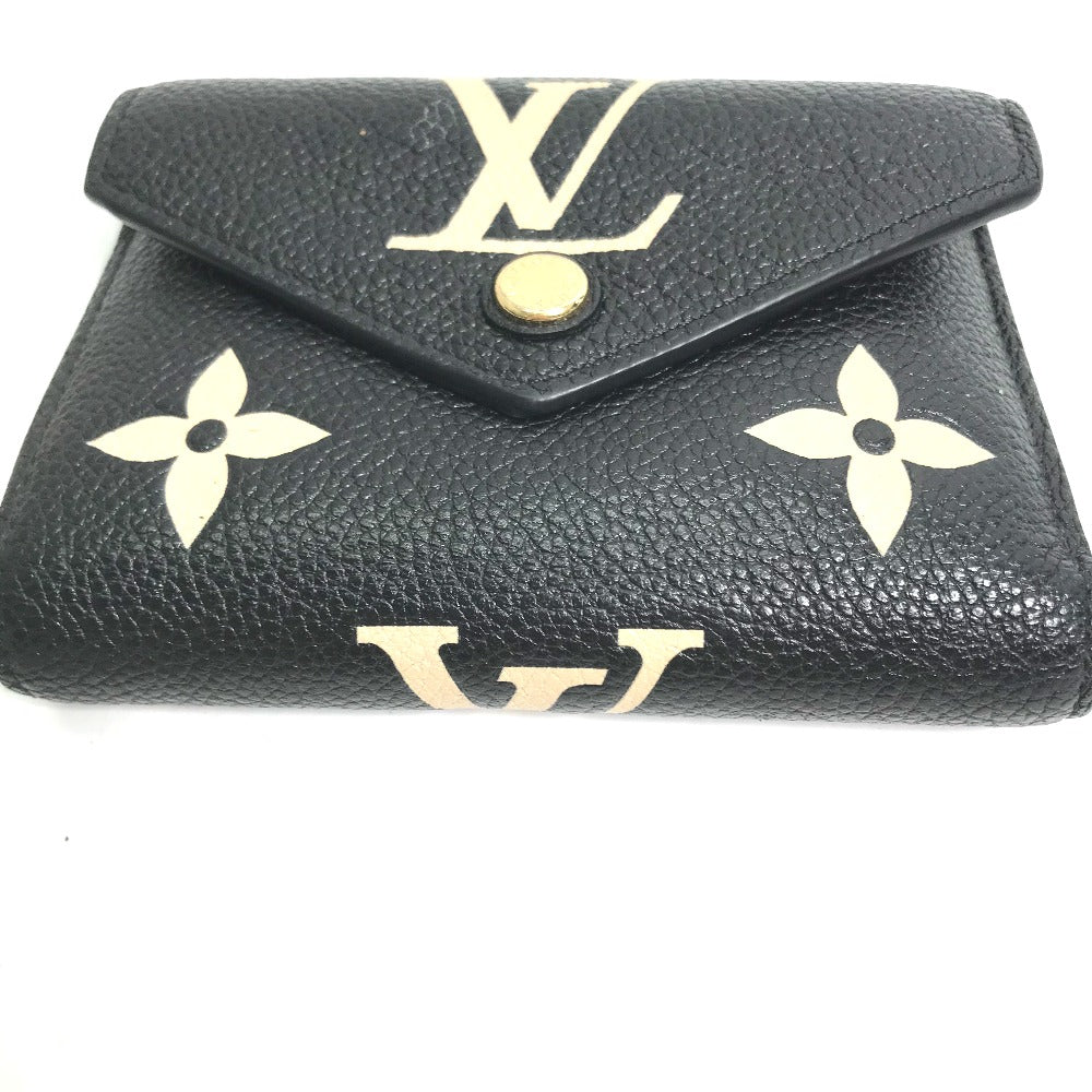 LOUIS VUITTON M80968 Monogram Empreinte Portefeuille Victorine Compact Wallet, Tri-fold Wallet in Monogram Empreinte Leather, Black, Women's