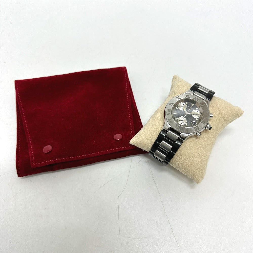 CARTIER W10125U2 マスト21 クロノスカフ クォーツ デイト 腕時計 SS メンズ - brandshop-reference
