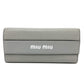 MIUMIU 5MH109 Logo Wallet, Bifold Long Wallet, Leather, Women's, Gray