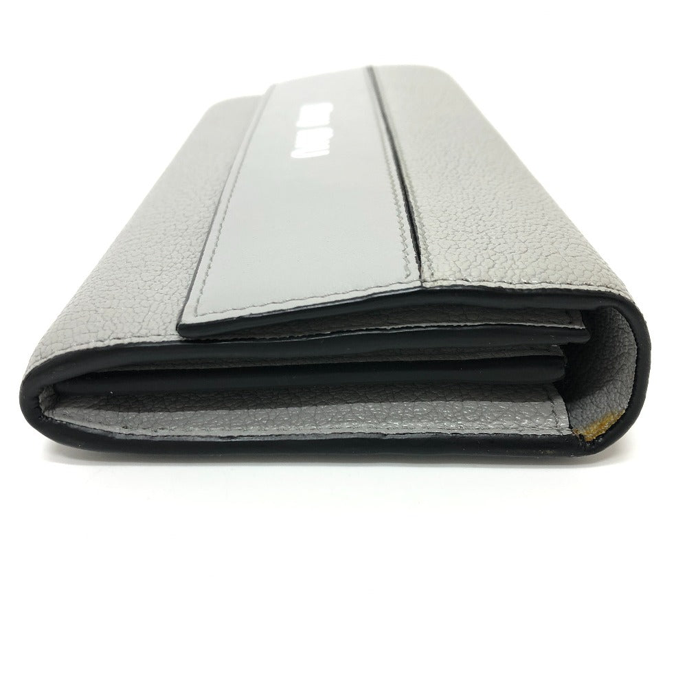 MIUMIU 5MH109 Logo Wallet, Bifold Long Wallet, Leather, Women's, Gray