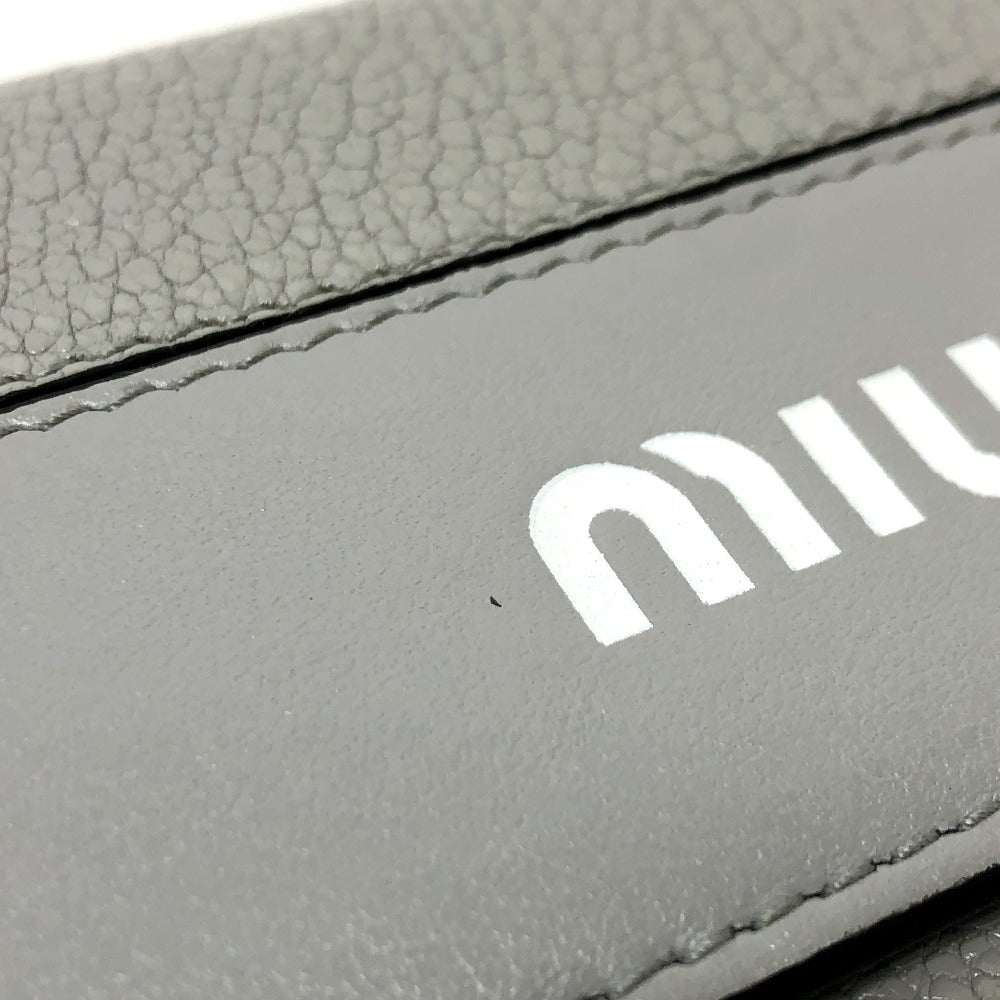 MIUMIU 5MH109 Logo Wallet, Bifold Long Wallet, Leather, Women's, Gray