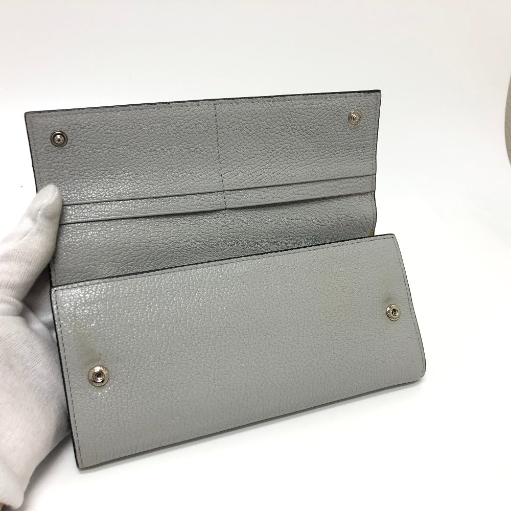 MIUMIU 5MH109 Logo Wallet, Bifold Long Wallet, Leather, Women's, Gray