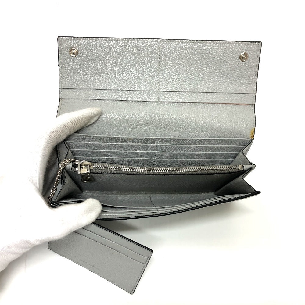 MIUMIU 5MH109 Logo Wallet, Bifold Long Wallet, Leather, Women's, Gray