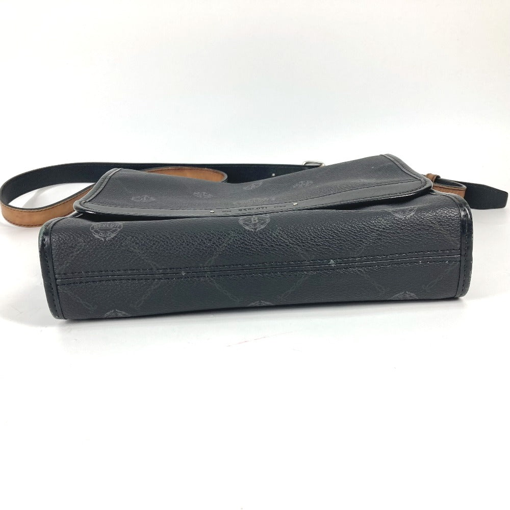 Berluti Crossbody Flap Flaneur Small Messenger Shoulder Bag in PVC and Leather, Black