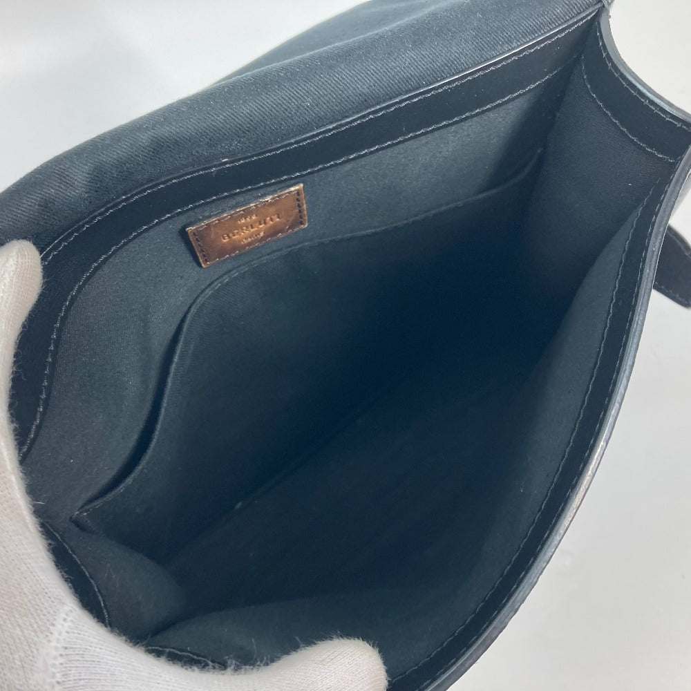 Berluti Crossbody Flap Flaneur Small Messenger Shoulder Bag in PVC and Leather, Black