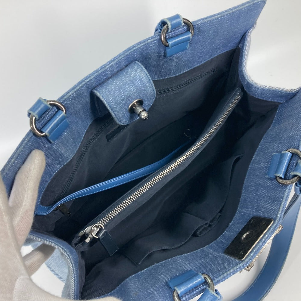 CHANEL ボーイシャネル Vステッチ カバン ショルダーバッグ トートバッグ キャンバス レディース ブルー系 - brandshop-reference