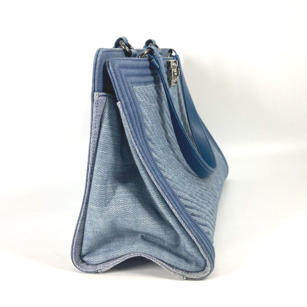 CHANEL ボーイシャネル Vステッチ カバン ショルダーバッグ トートバッグ キャンバス レディース ブルー系 - brandshop-reference