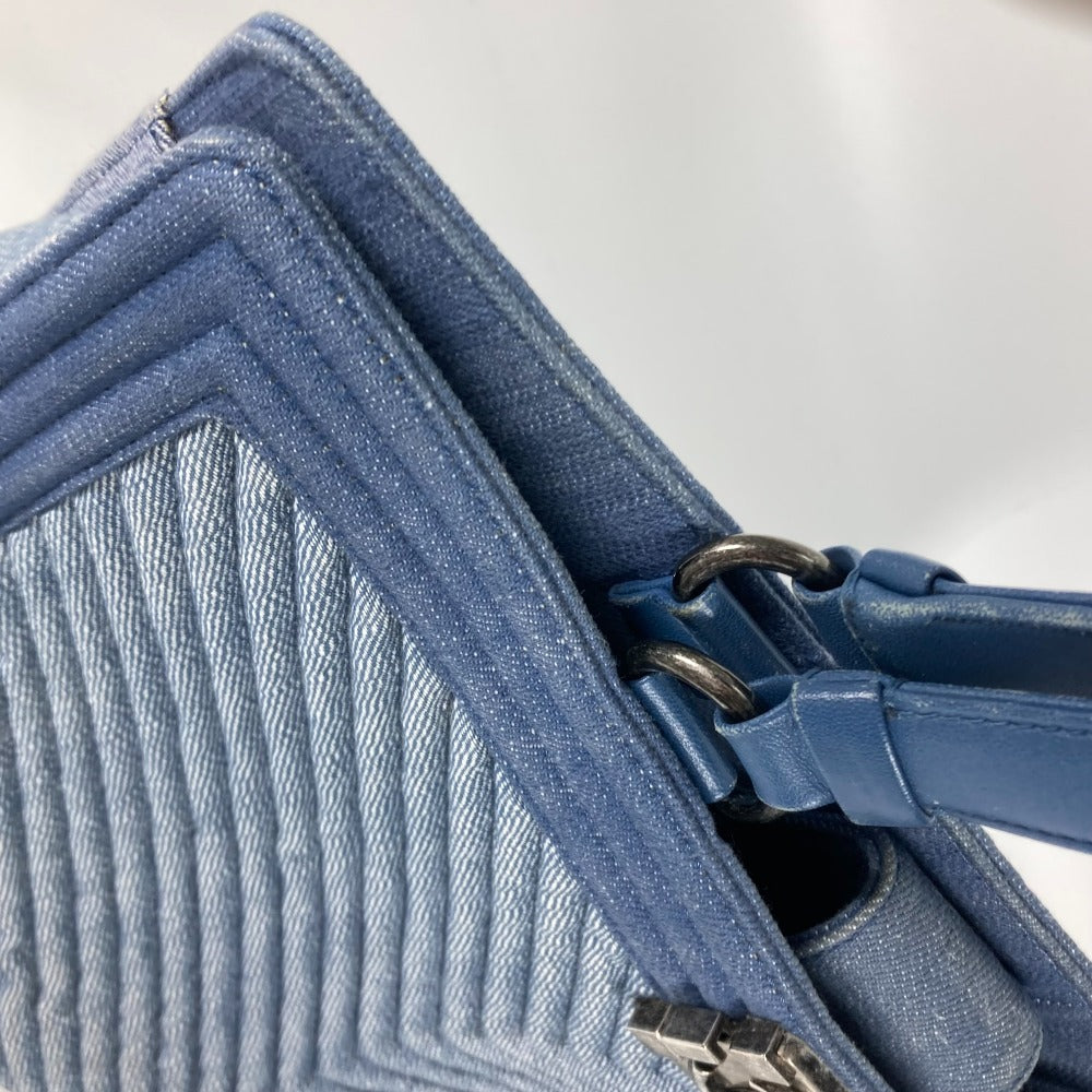 CHANEL ボーイシャネル Vステッチ カバン ショルダーバッグ トートバッグ キャンバス レディース ブルー系 - brandshop-reference