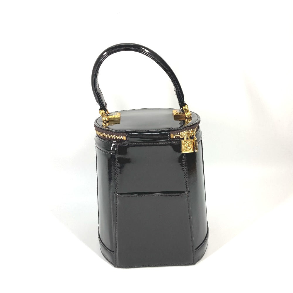 VERSACE Vintage Sunburst Vertical Handbag/Vanity Bag in Brown with Porcelain Leather