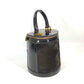 VERSACE Vintage Sunburst Vertical Handbag/Vanity Bag in Brown with Porcelain Leather