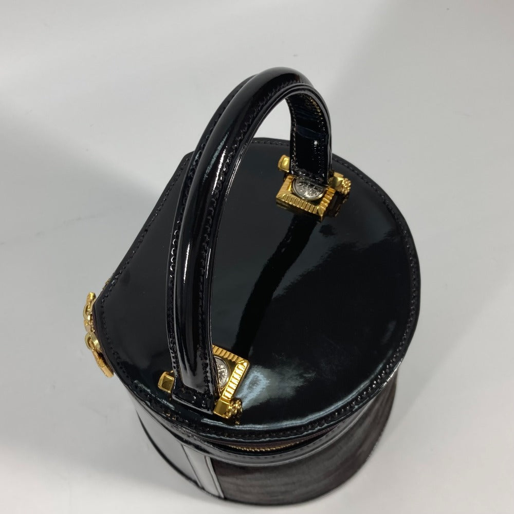 VERSACE Vintage Sunburst Vertical Handbag/Vanity Bag in Brown with Porcelain Leather