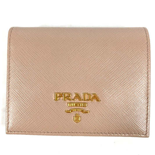 PRADA 1MV204 コンパクトウォレット ロゴ バイカラー 2つ折り財布 サフィアーノレザ－ レディース - brandshop-reference