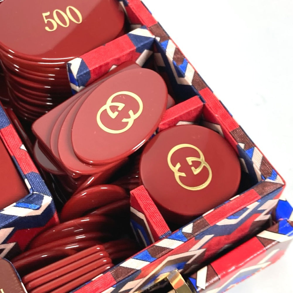 GUCCI 662474 カードゲーム トランプ チップ ジオメトリックG ブリーフケース ポーカー セット サイコロ ダイス インテリア ゲーム おもちゃ 雑貨 プラスチック ユニセックス レッド - brandshop-reference