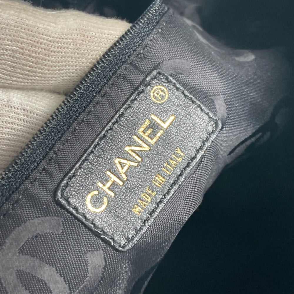 CHANEL Matelasse Quilted Round Handle Leather Tote Bag with CC Coco Mark, Velvet, Women's, Black