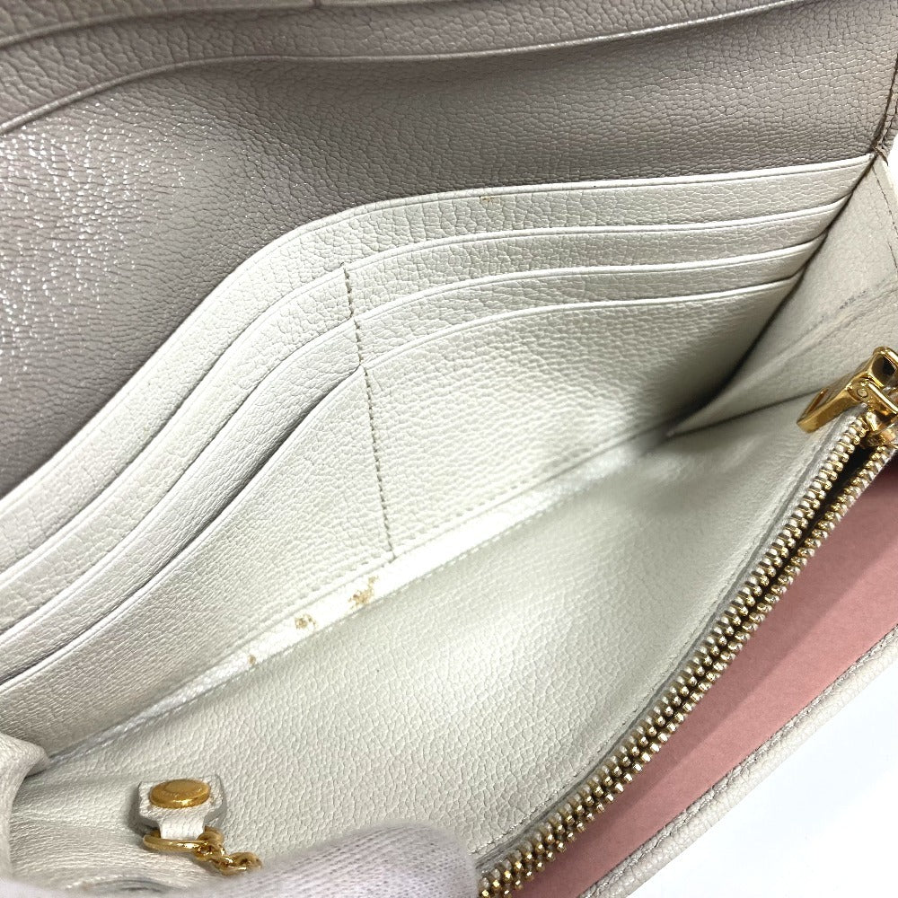 MIUMIU 5MH109 パスケース カードケース付き マドラス ロングウォレット リボン りぼん 長財布 レザー レディース グレー - brandshop-reference