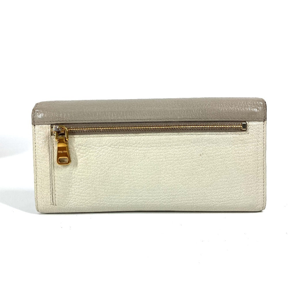 MIUMIU 5MH109 パスケース カードケース付き マドラス ロングウォレット リボン りぼん 長財布 レザー レディース グレー - brandshop-reference