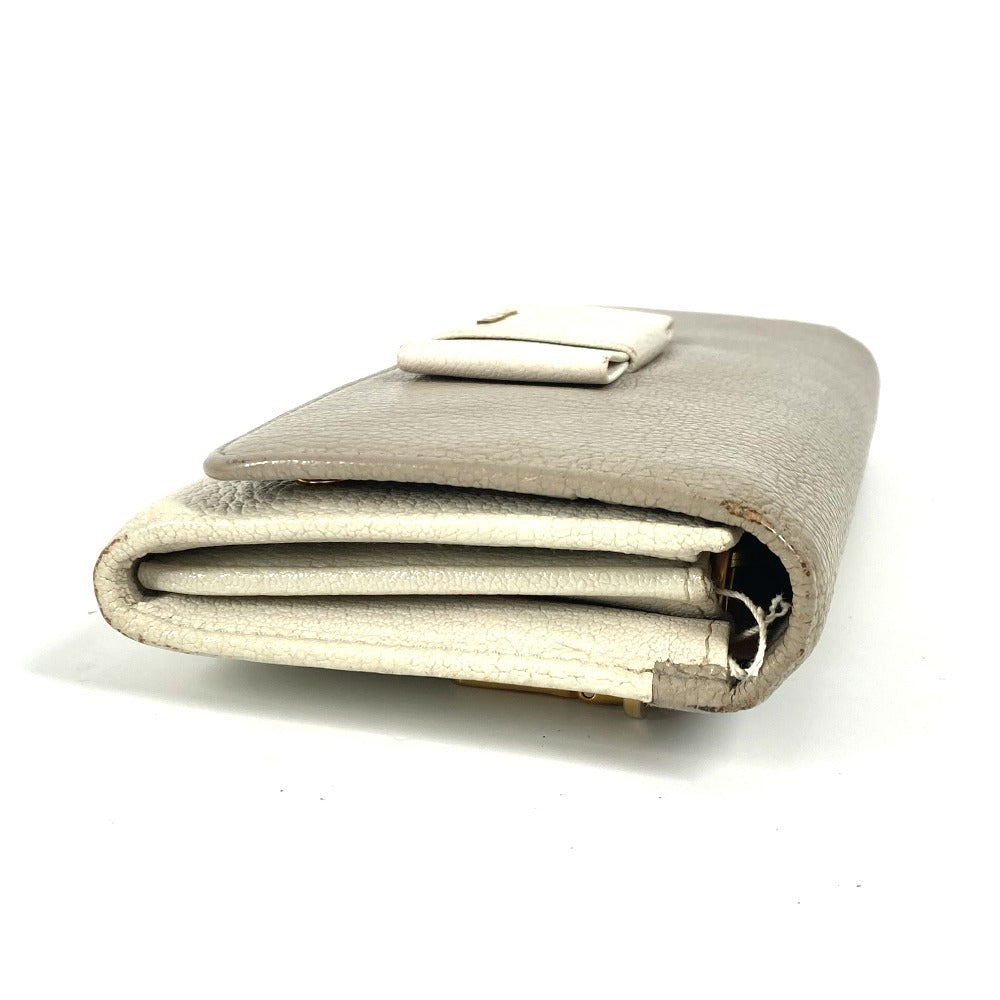 MIUMIU 5MH109 パスケース カードケース付き マドラス ロングウォレット リボン りぼん 長財布 レザー レディース グレー - brandshop-reference