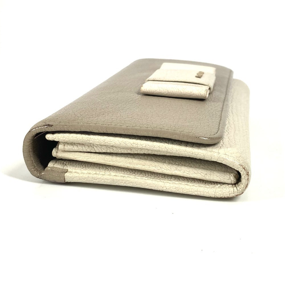 MIUMIU 5MH109 パスケース カードケース付き マドラス ロングウォレット リボン りぼん 長財布 レザー レディース グレー - brandshop-reference