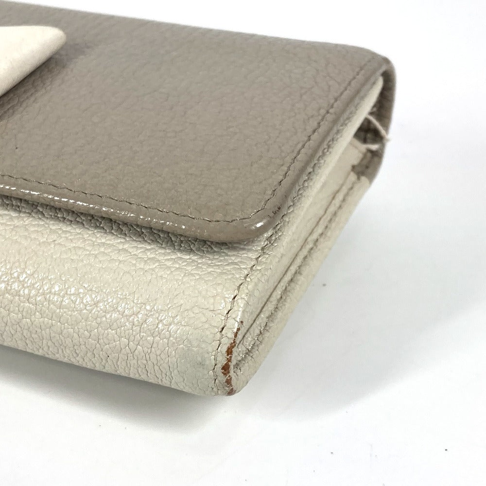 MIUMIU 5MH109 パスケース カードケース付き マドラス ロングウォレット リボン りぼん 長財布 レザー レディース グレー - brandshop-reference