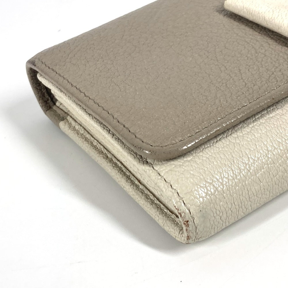 MIUMIU 5MH109 パスケース カードケース付き マドラス ロングウォレット リボン りぼん 長財布 レザー レディース グレー - brandshop-reference