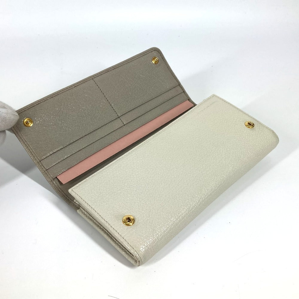MIUMIU 5MH109 パスケース カードケース付き マドラス ロングウォレット リボン りぼん 長財布 レザー レディース グレー - brandshop-reference