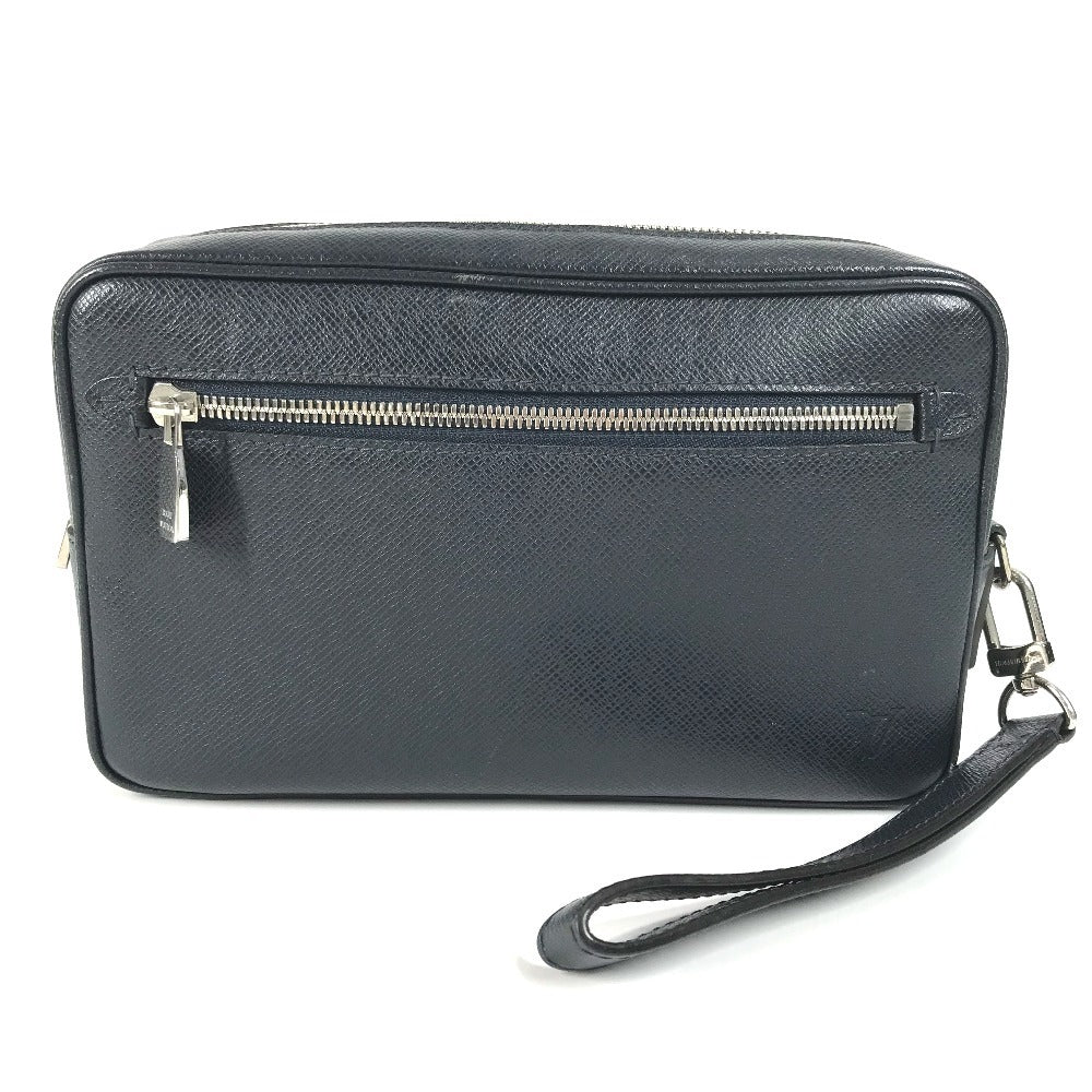 LOUIS VUITTON M33423 Taiga Pochette Kasai Pouch Clutch Bag with Strap Second Bag Taiga Leather Unisex Blue Marine Navy