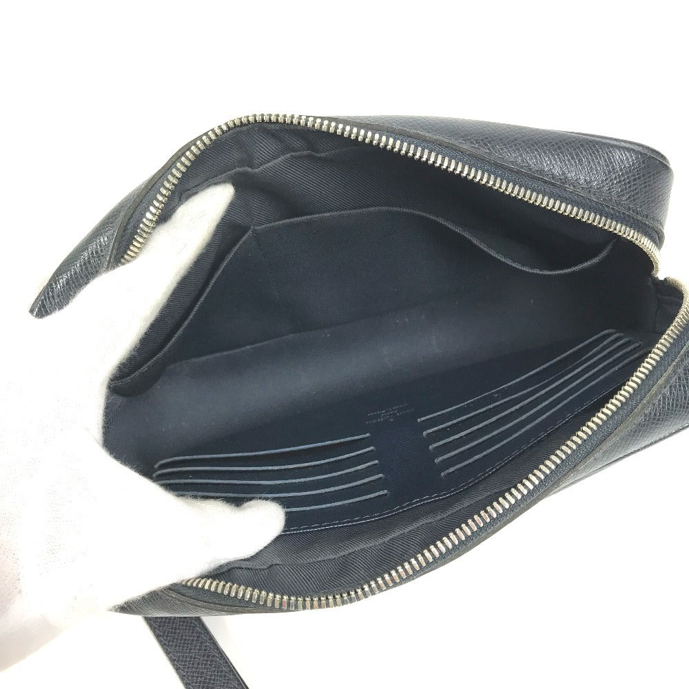 LOUIS VUITTON M33423 Taiga Pochette Kasai Pouch Clutch Bag with Strap Second Bag Taiga Leather Unisex Blue Marine Navy
