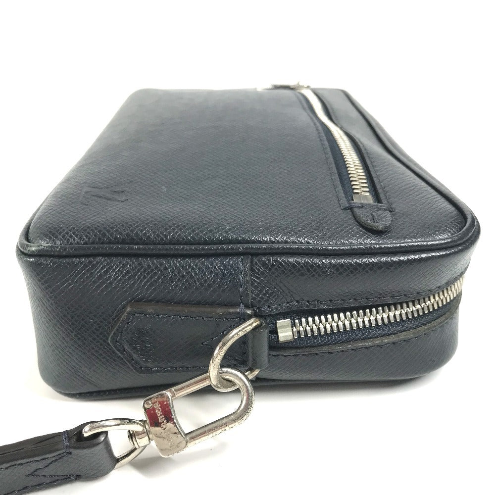 LOUIS VUITTON M33423 Taiga Pochette Kasai Pouch Clutch Bag with Strap Second Bag Taiga Leather Unisex Blue Marine Navy