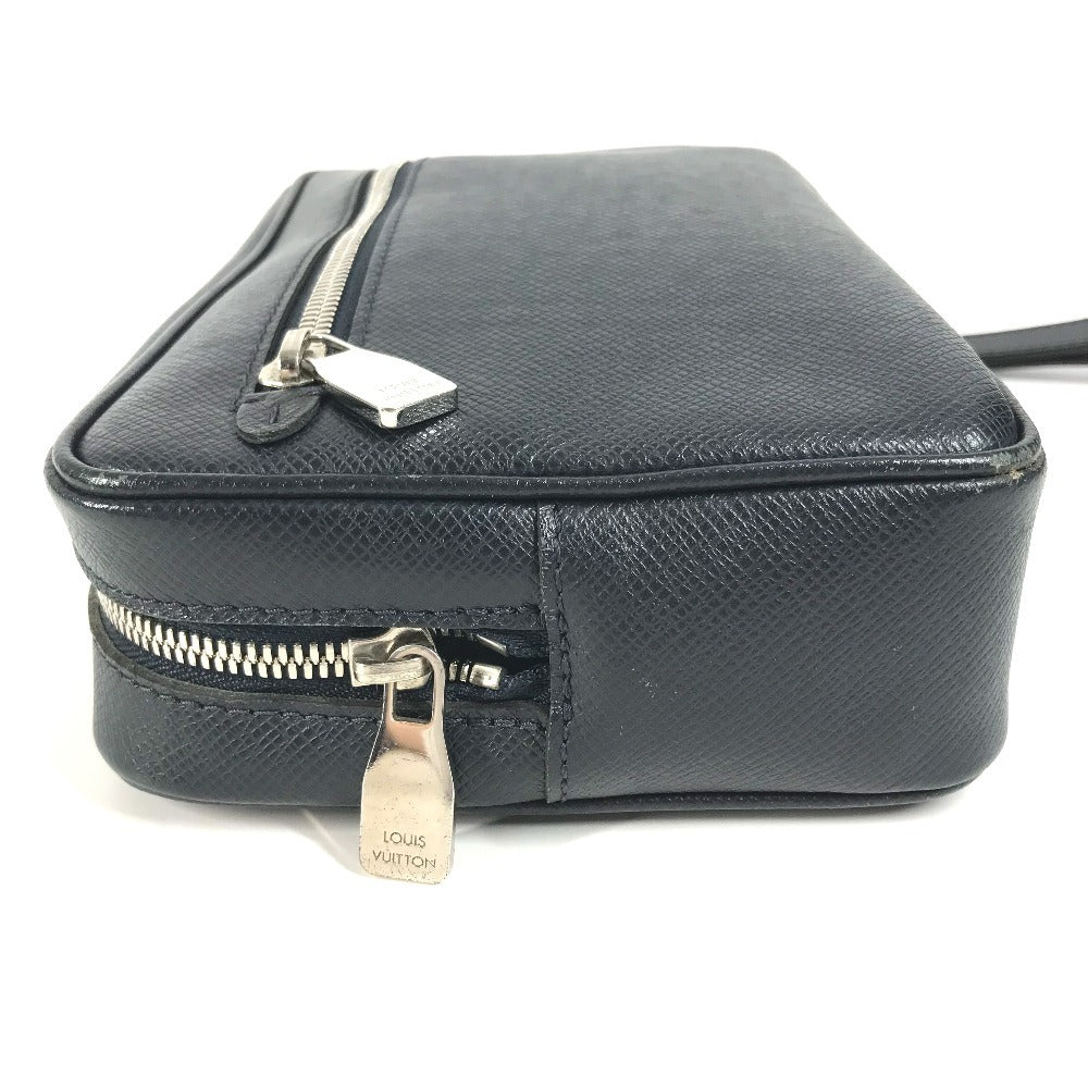 LOUIS VUITTON M33423 Taiga Pochette Kasai Pouch Clutch Bag with Strap Second Bag Taiga Leather Unisex Blue Marine Navy